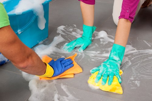 Carpet cleaning technician preparing equipment for a service appointment