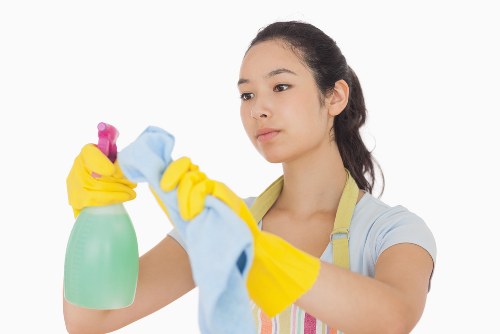 Local cleaning team working in a TW8 apartment building