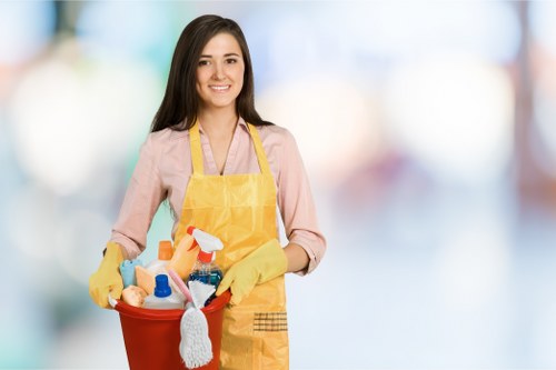Finished carpet cleaning service with professional equipment and clean flooring